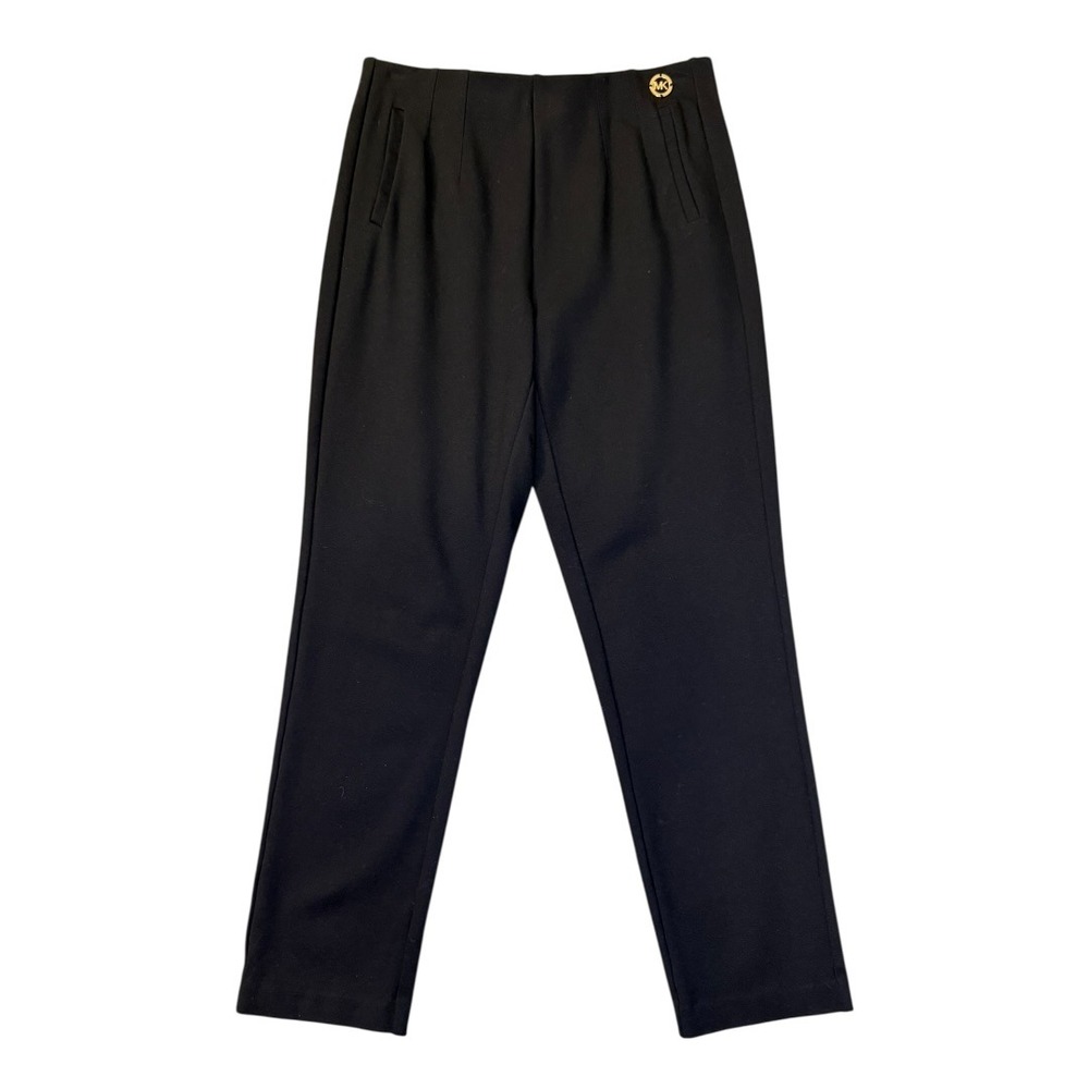 Michael Kors Womens Black Ponte‎ Knit Tapered Pull On Trousers Pants Size Small